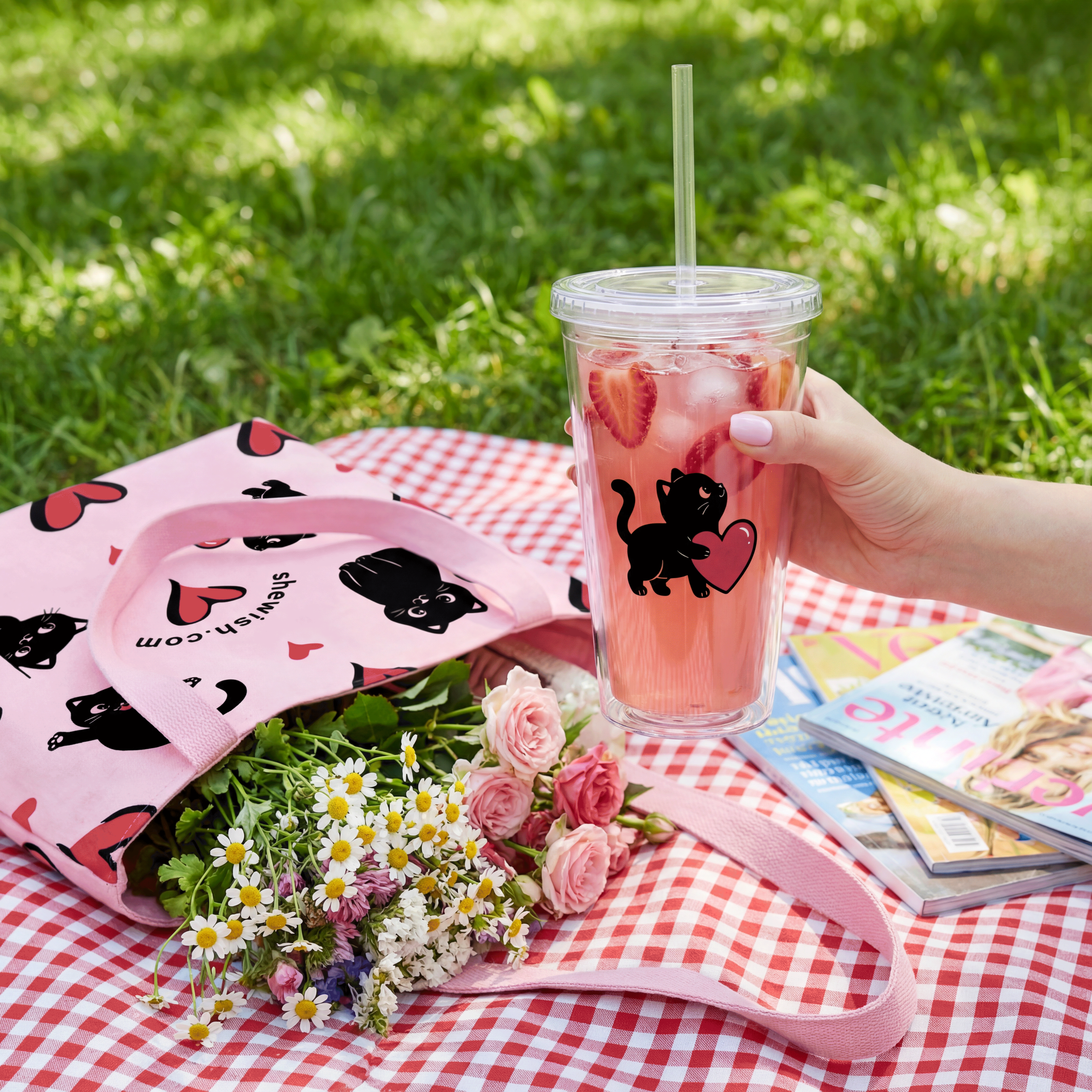 Happy Cat Series Clear Plastic Tumbler