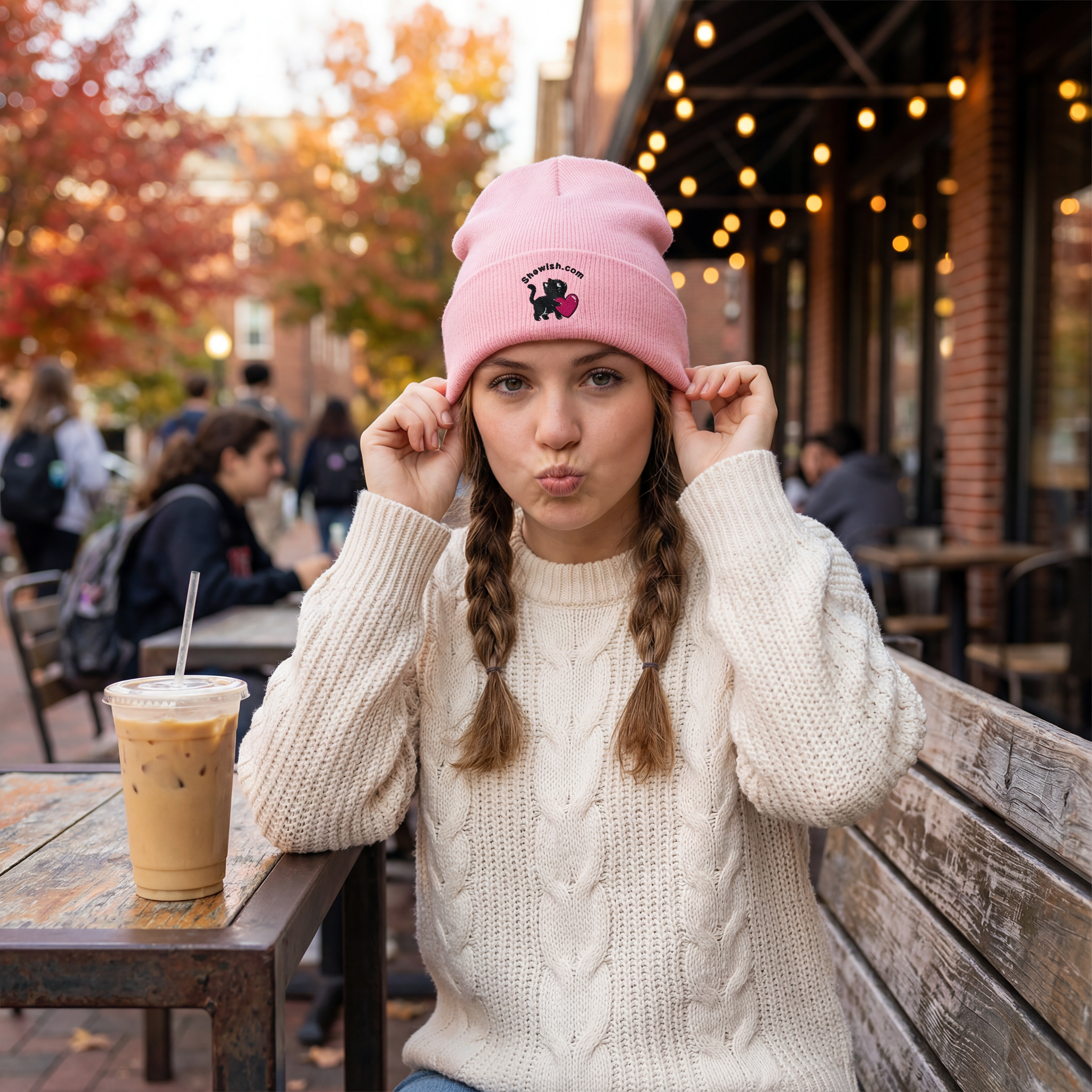 Happy Cat Series Fashionable Cuffed Beanie